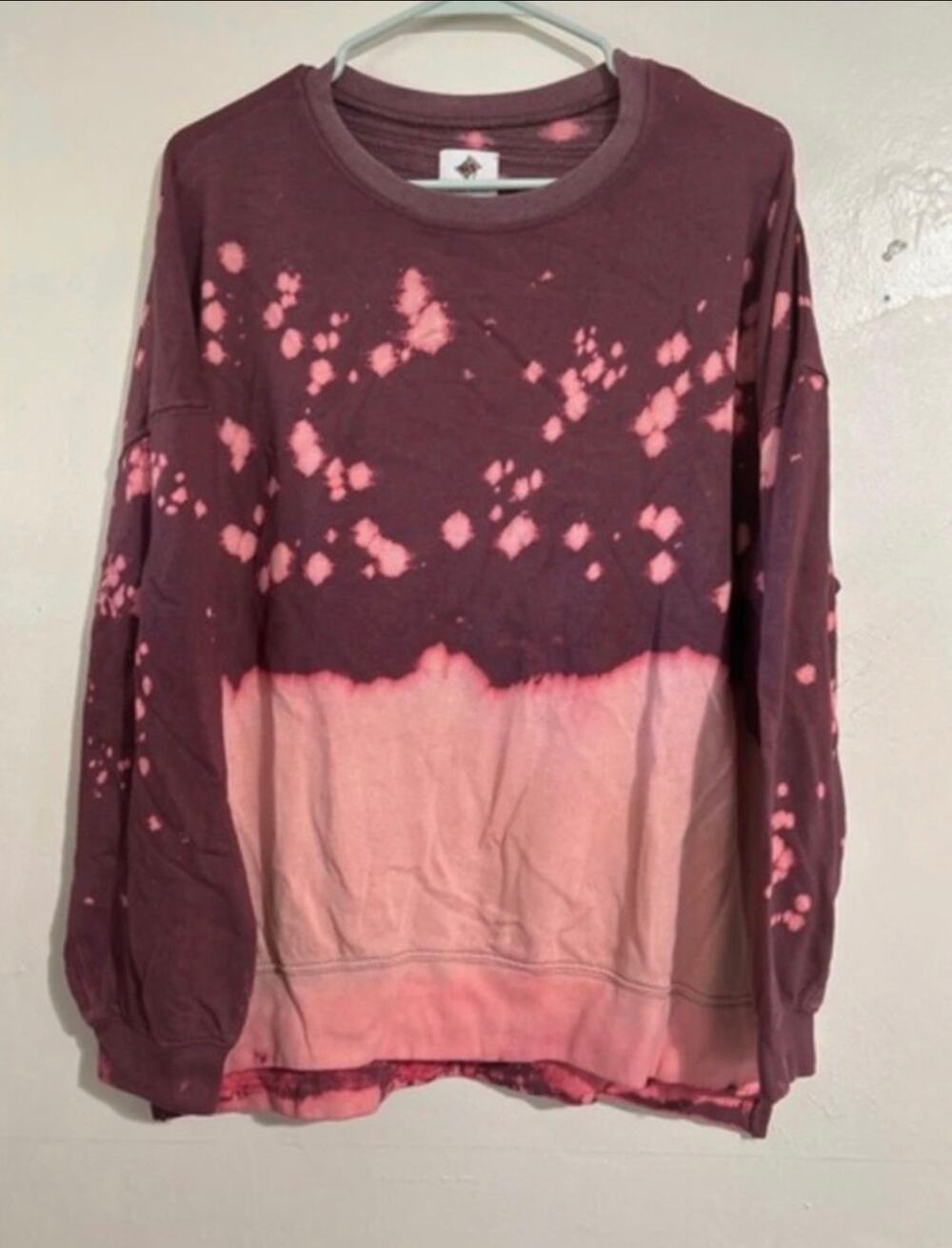 Oversized pink/purple crewneck sweatshirt nwt bleached